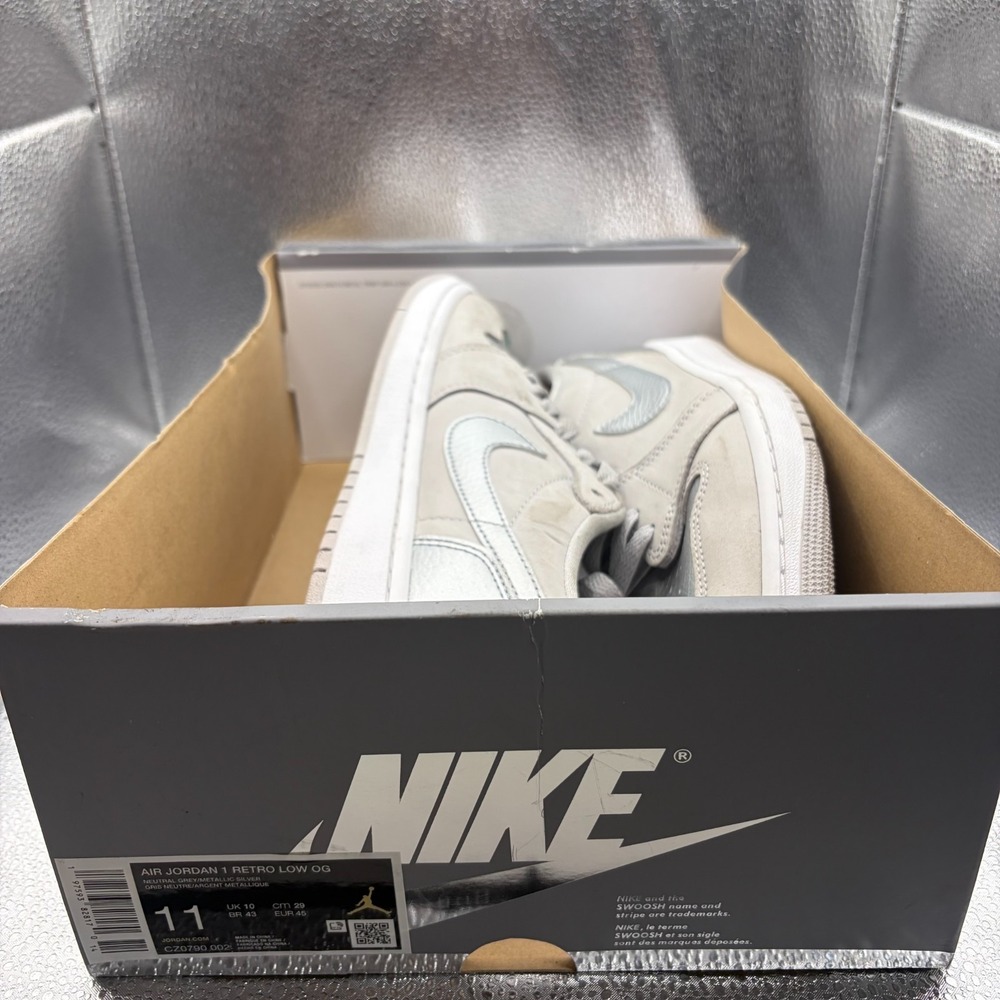 Size 11 Nike Air Jordan 1 Retro Low OG Neutral Gray Silver Mens Shoes CZ0790-002 - Picture 10 of 12